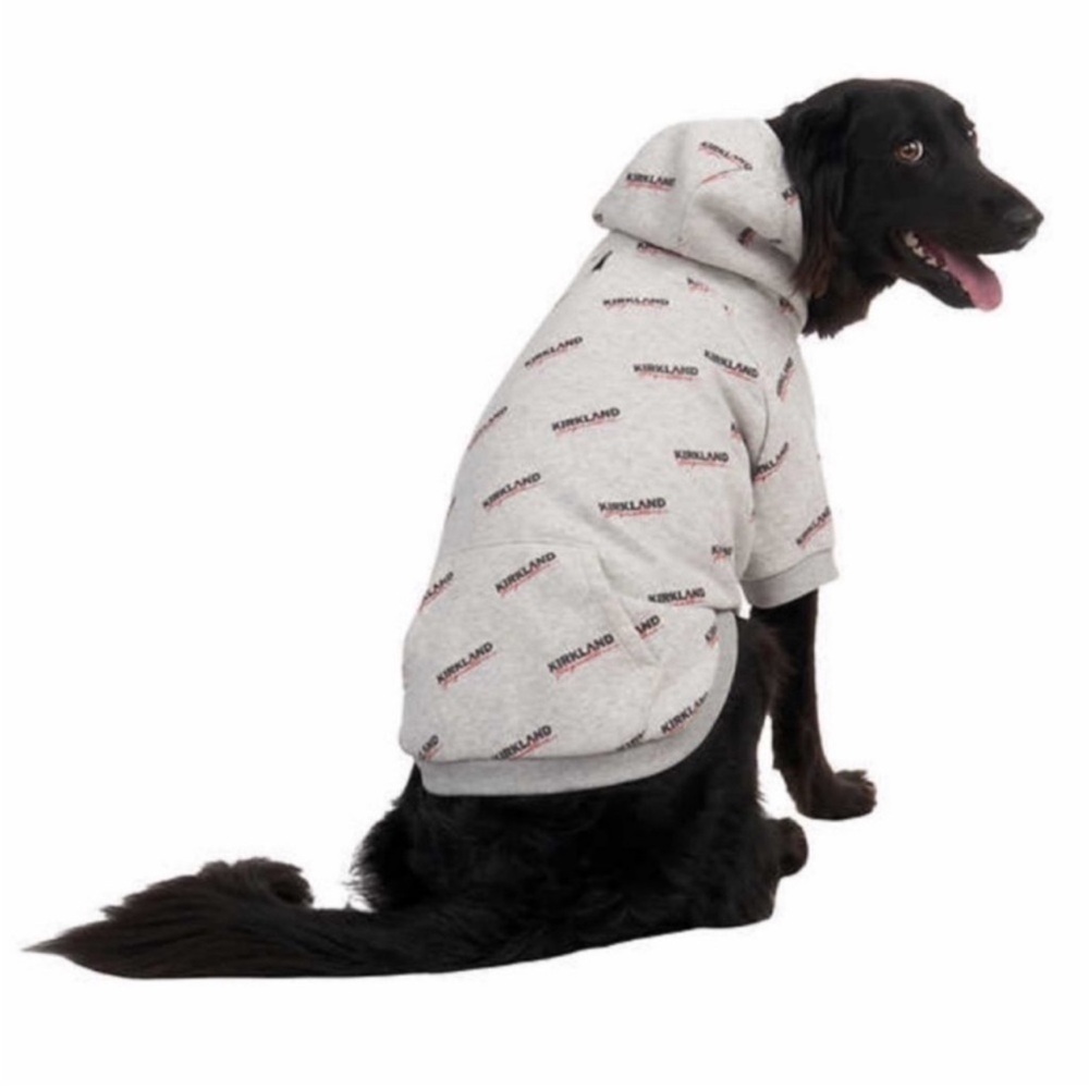 NWT Kirkland Signature Logo Pet Hoodie for Dog / Cat GRAY Cozy Comfy Winter